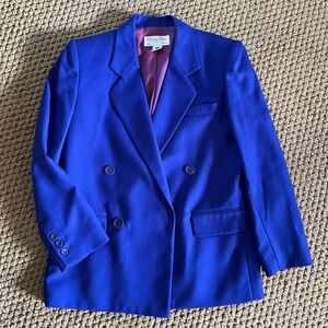 Vintage Christian Dior Royal Blue Wool Blazer Sz M